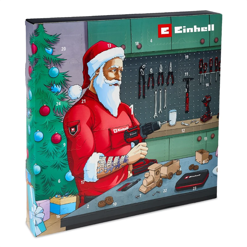 Original Einhell Advent Calendar 2025 Tools (37-Piece Set With Bit and Ratchet Accessories, Cutting/Measuring Tools, Durable Materials, 1/4" Compatible)