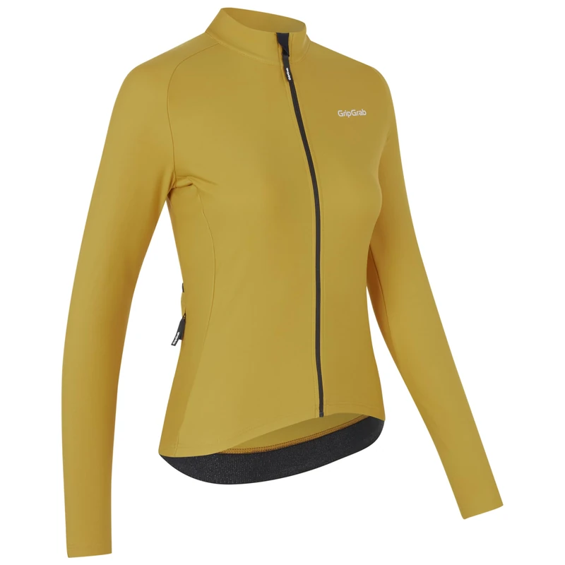 GripGrab PACR Thermal Long Sleeve Cycling Jersey for Women Road MTB Gravel Bike Cycle Top Full Zip Fleece Biking Shirt Mustard Yellow