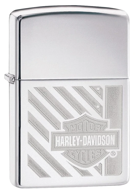 Zippo Windproof Lighter, Harley-Davidson Design – High Polished Chrome, Double Lustre Finish – Refillable, Reusable, Windproof Design – Comes in Gift Box – Made in USA