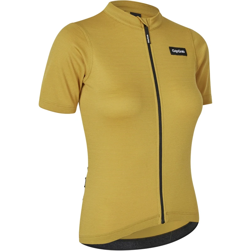 GripGrab EXPLR Merinotech Women's Short Sleeve Cycling Jersey Summer Road MTB Gravel Bike Cycle Top with Merino Wool Mustard Yellow - Image 1
