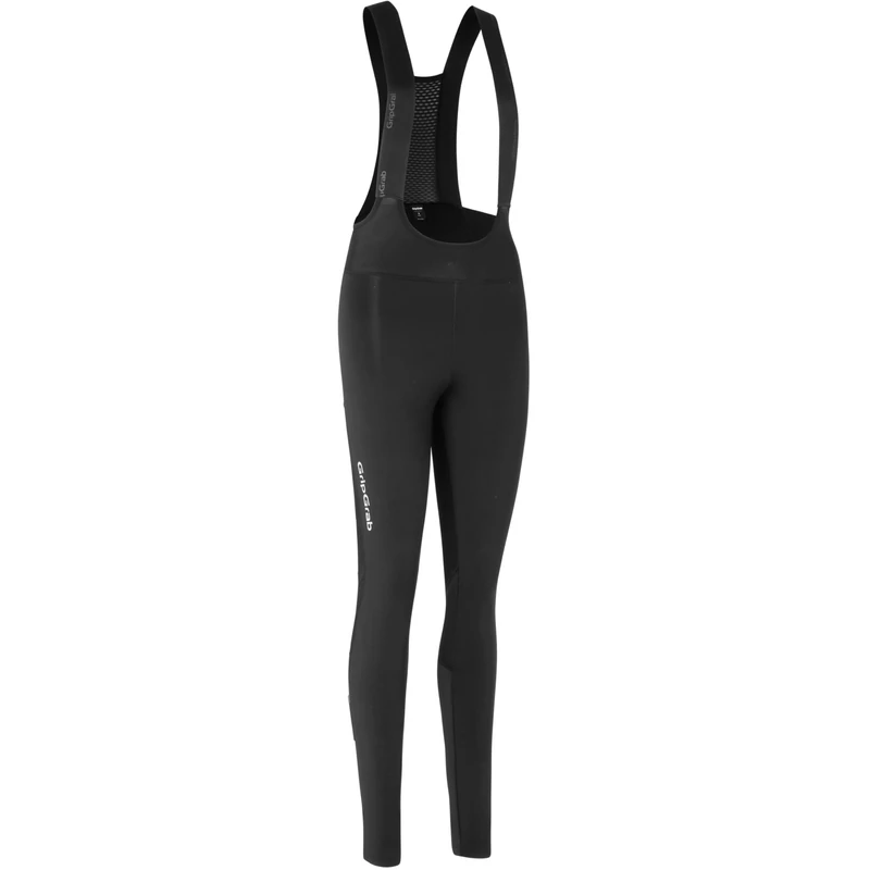 GripGrab PACR Water-Resistant Winter Cycling Bib Tights for Women Long Unpadded Thermal Softshell Women's Bib Trousers Black