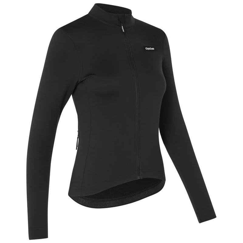GripGrab EXPLR Merinotech Thermal Long Sleeve Cycling Jersey for Women Road MTB Gravel Bike Cycle Top with Merino Wool Black
