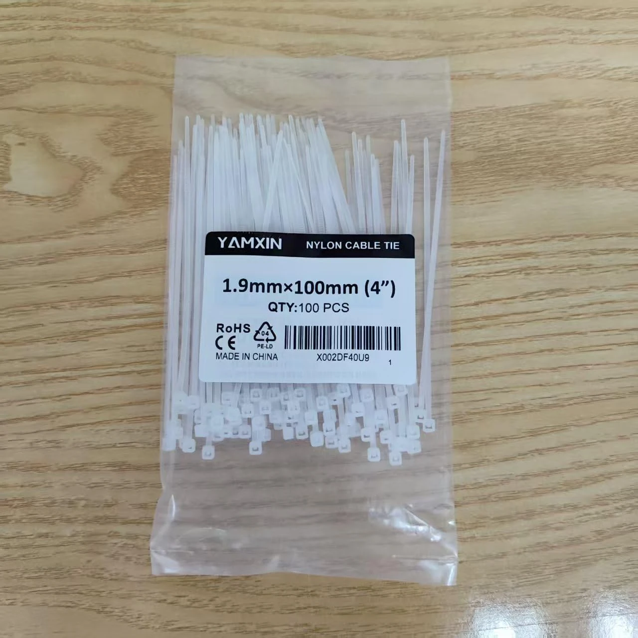 YAMXIN Cable Ties White Small Thin Short - 100 mm x 1.9 mm - Pack of 100 for Electrical Installation, Household, Garden, Cable Management