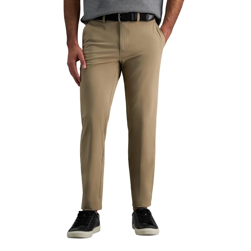 Haggar Men's Sport Travel Performance Straight Fit Flat Front Stretch Casual Pant, Khaki, 30 W/32 L - Image 1