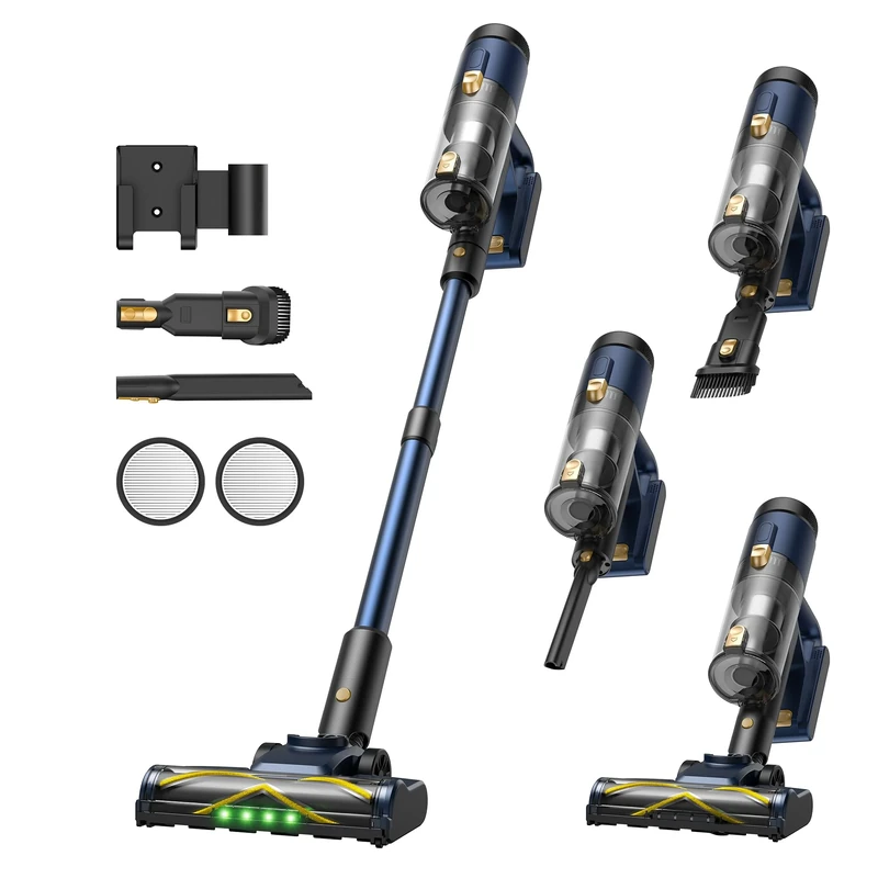 Vexilar V12 Cordless Vacuum Cleaner, 50KPa/450W/50Mins, Lightweight Cordless Vacuum with Anti-Tangle, LED Touchscreen, GreenEye Tech, Detachable Battery, Stick Vacuum for Hardfloor Carpet and Pet Hair