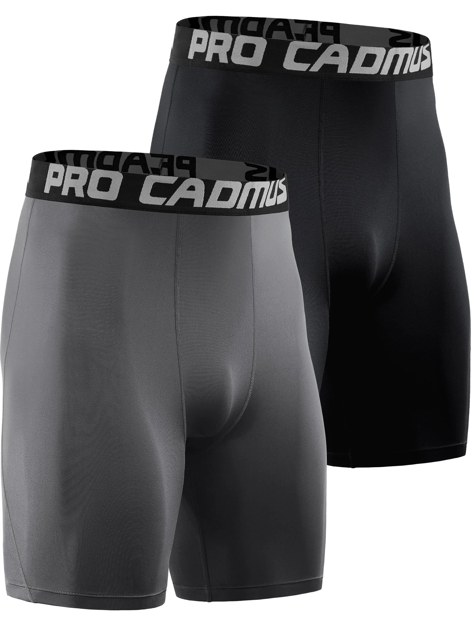 Cadmus Men Compression Gym Running Sports Underwear Base Layer Shorts Tights Gym Cycling,Black,Grey,2XL