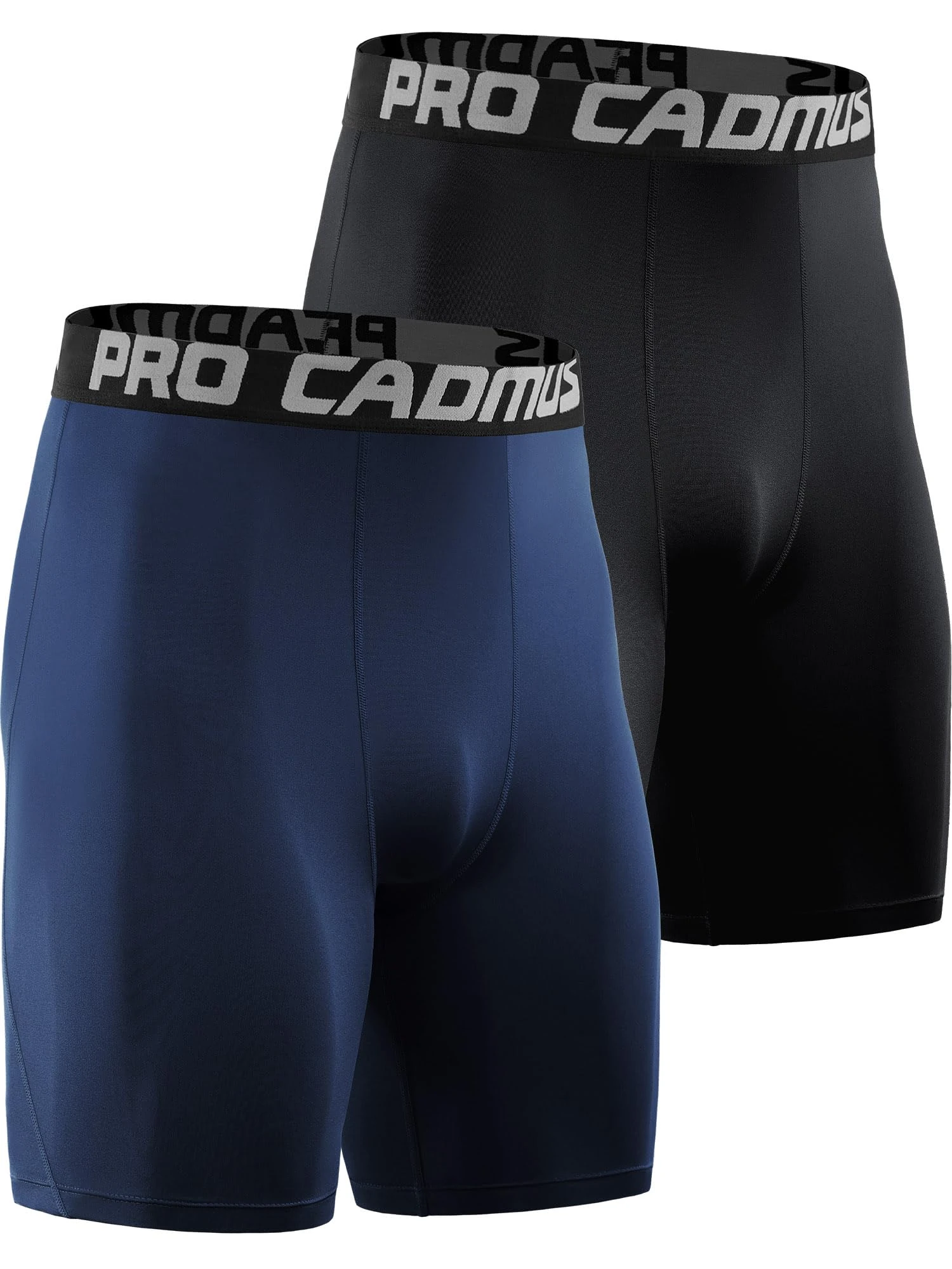 Cadmus Men Compression Gym Running Sports Underwear Base Layer Shorts Tights Gym Cycling,Black,Navy Blue,2XL