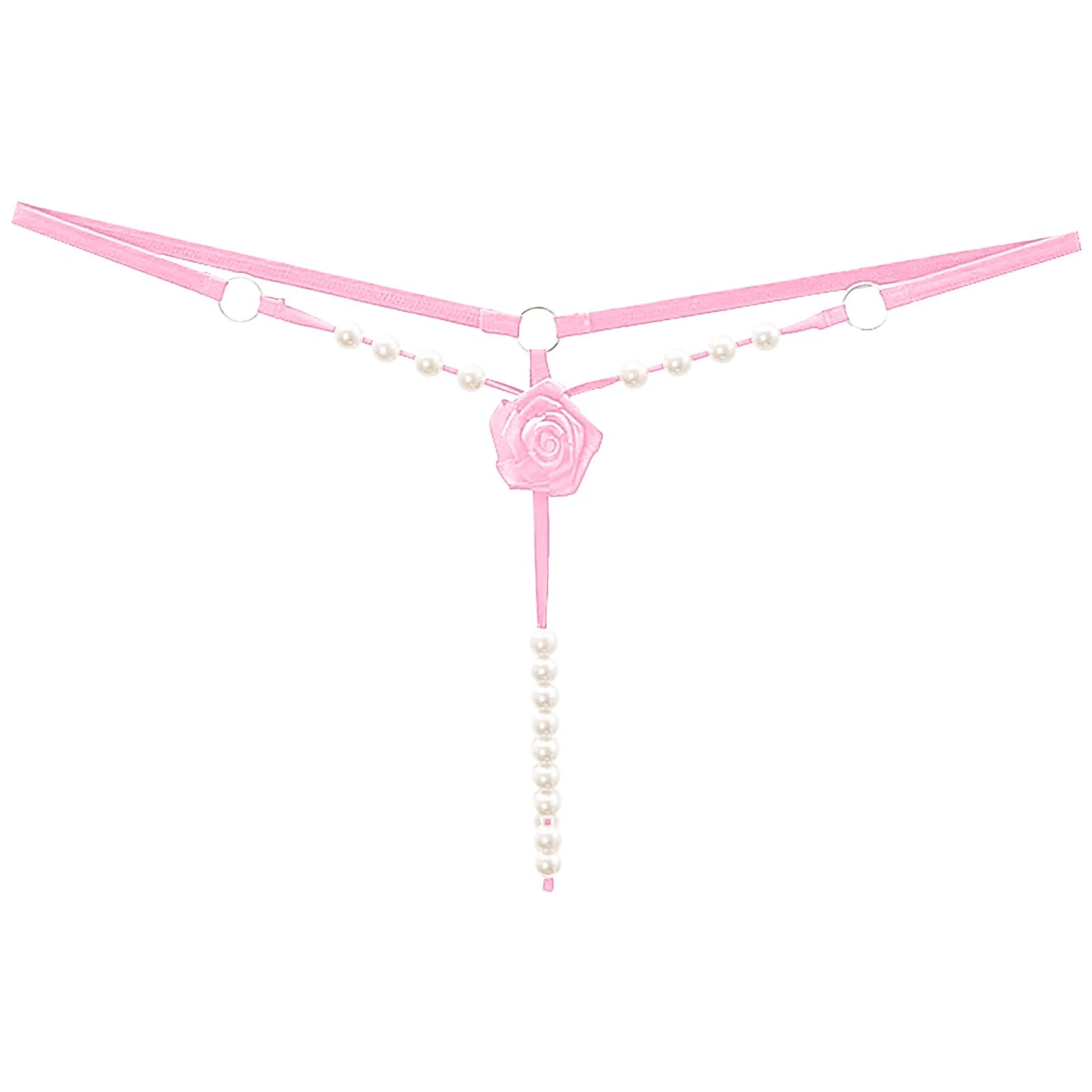 Womens Slutty Panties Cutout Pearl Cute Hipsters Underwear for Women Soft Sexy Tummy Control Underpants Crotchless Flower Low Rise Lingerie Bikini Panties Breathable Stretch Pink