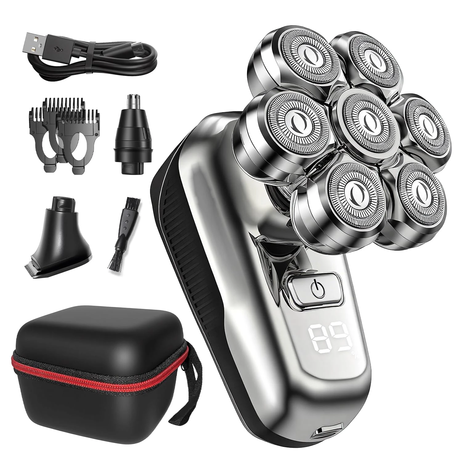 Head Shavers for Men,2025 Upgraded 7D Flexible Head Shaver for Bald Men, IPX6 Wet/Dry Electric Shaver, Nose Hair Sideburn Trimmer, Type-C Rechargeable Grooming Set