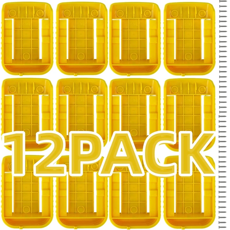12 Pack Battery Holder Mounts, Battery Mount Hanger Battery Storage Rack Battery Dock Holder Compatible with Dewalt 18V Battery DCB184 DCB182 DCB181 Etc.
