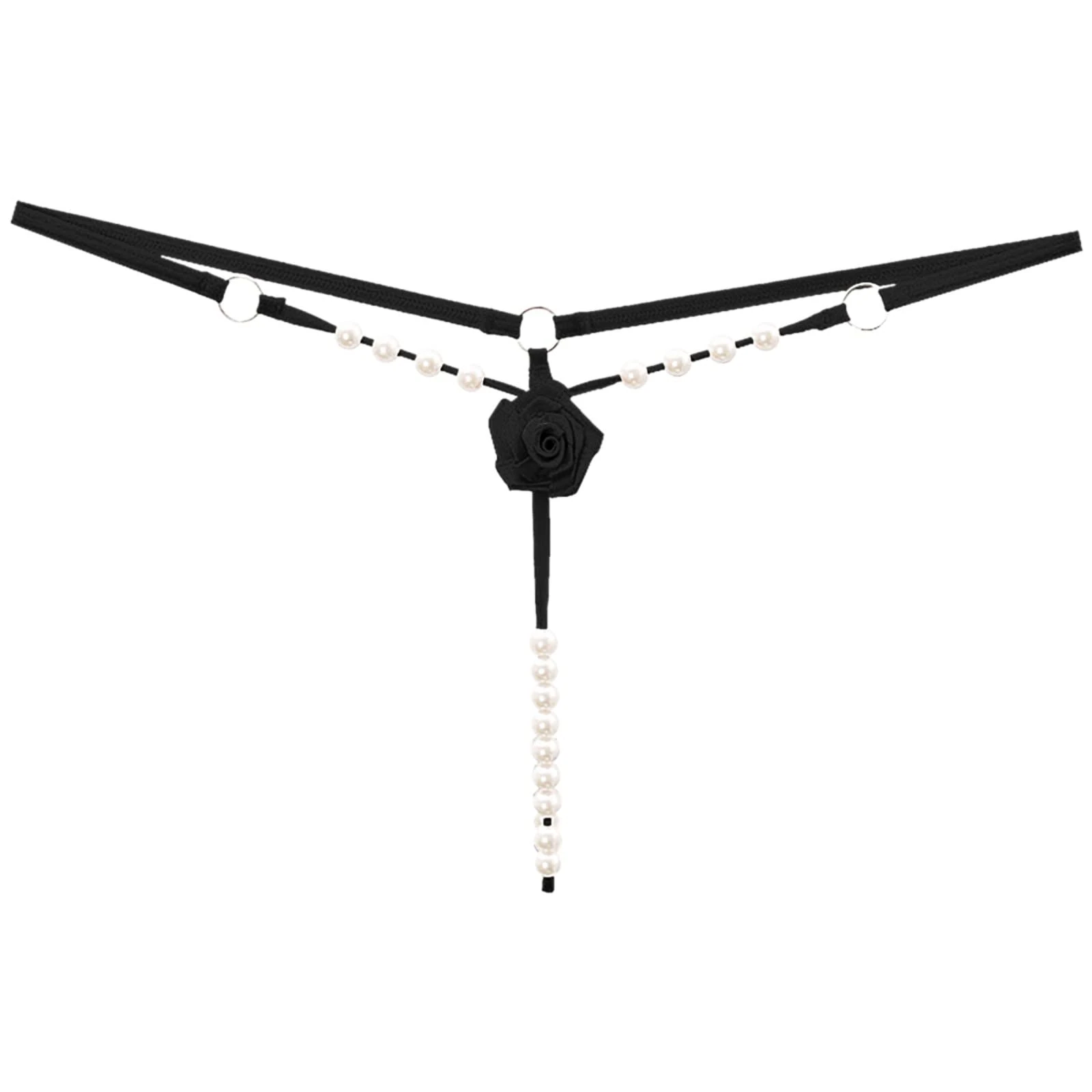 Womens Slutty Panties Cutout Pearl Cute Hipsters Underwear for Women Soft Sexy Tummy Control Underpants Crotchless Flower Low Rise Lingerie Bikini Panties Breathable Stretch Black