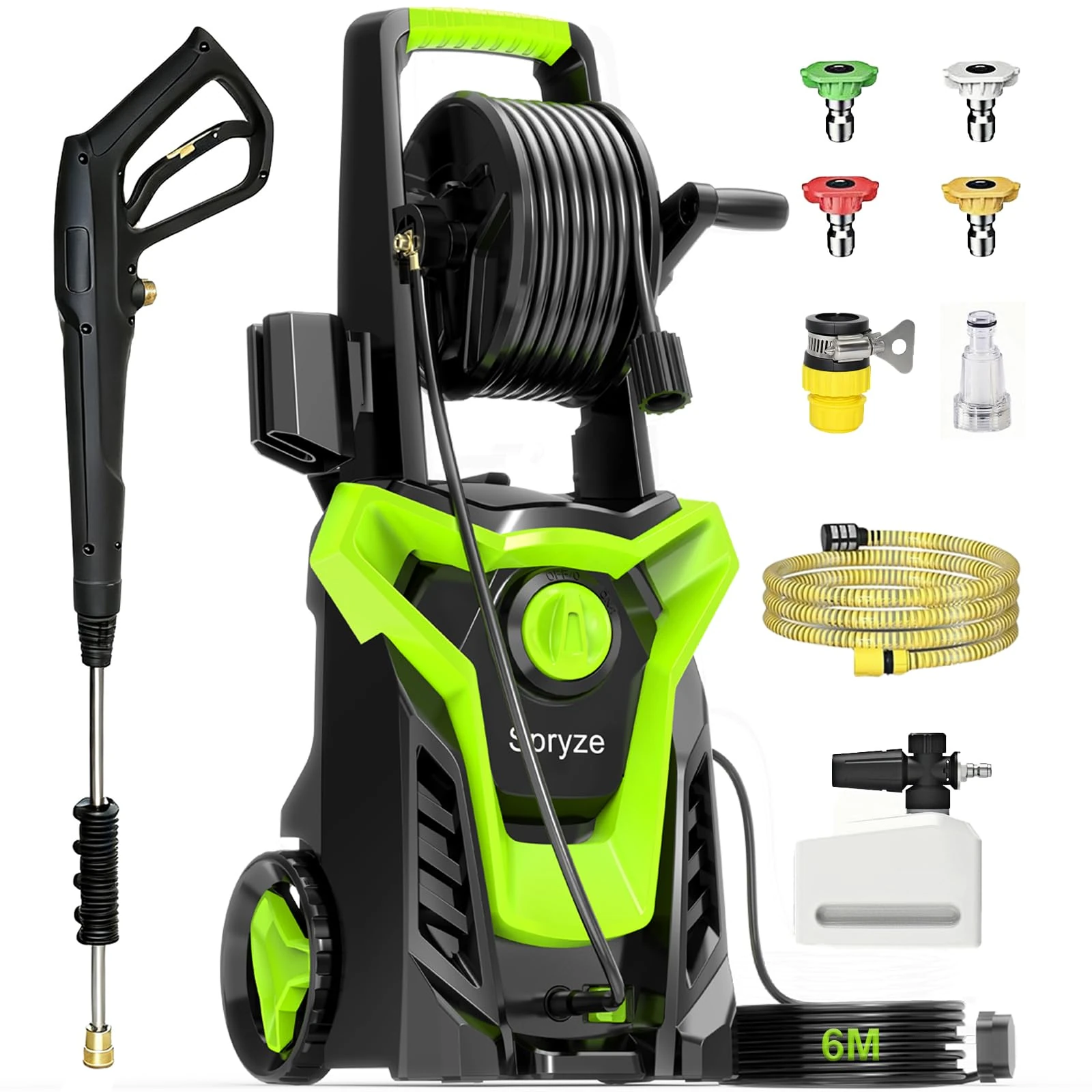 Pressure Washers, 2000W 160Bar 540L/H Jet Washers Pressure Washers with Foam Cannon, 4 Nozzles, 8M High-Pressure Hose, 6M Power Cord, Power Washer for Cars, Fences, Patios, Decks, Patios and Driveway