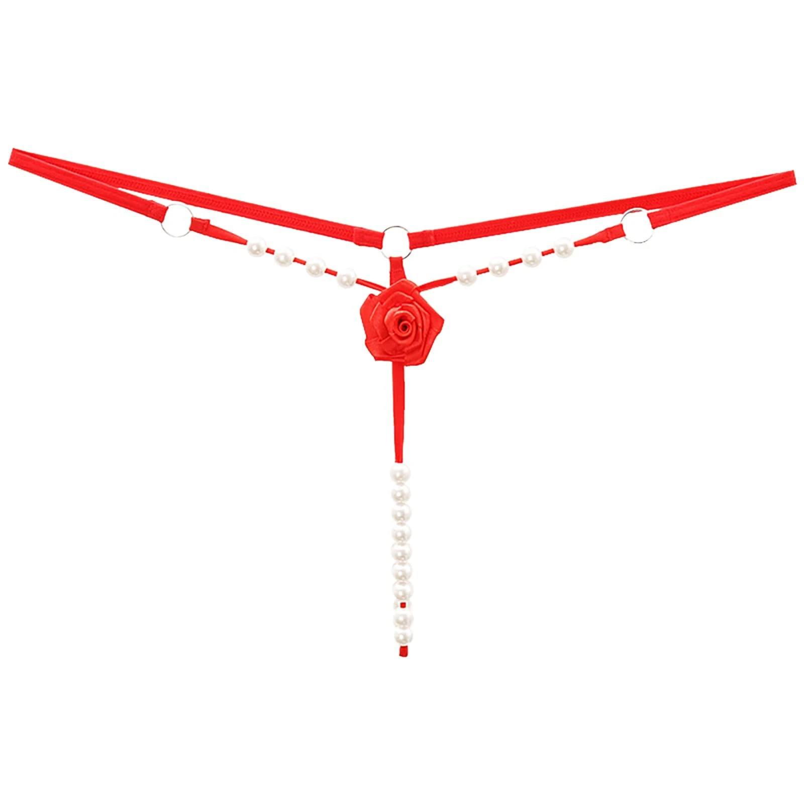 Womens Slutty Panties Cutout Pearl Cute Hipsters Underwear for Women Soft Sexy Tummy Control Underpants Crotchless Flower Low Rise Lingerie Bikini Panties Breathable Stretch Red