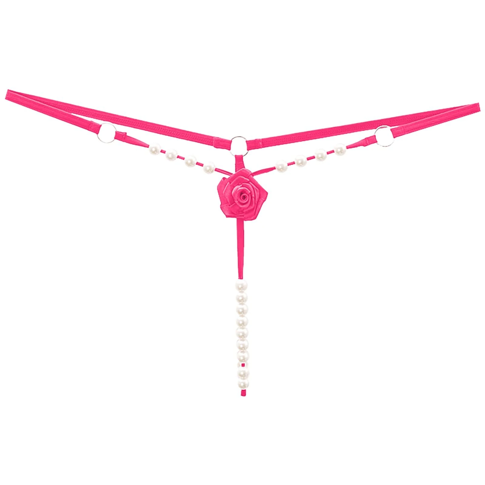 Womens Slutty Panties Cutout Pearl Cute Hipsters Underwear for Women Soft Sexy Tummy Control Underpants Crotchless Flower Low Rise Lingerie Bikini Panties Breathable Stretch Hot Pink