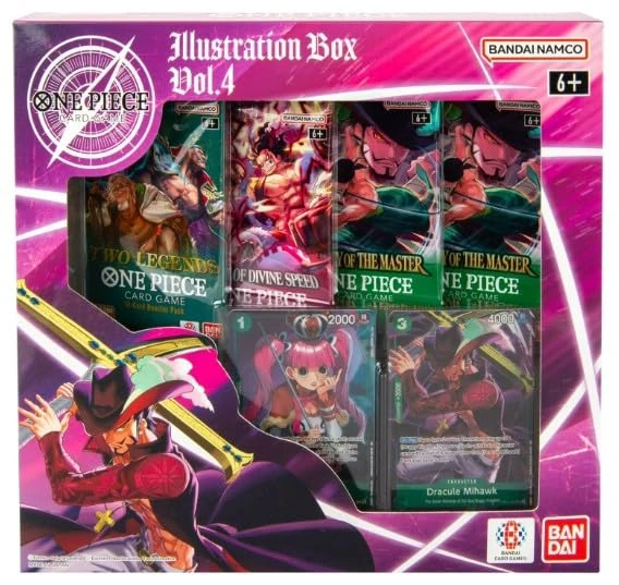 One Piece Trading Card Game TCG Illustration Box Vol. 4 - Contains 2 Promo Cards and 4 Booster Packs