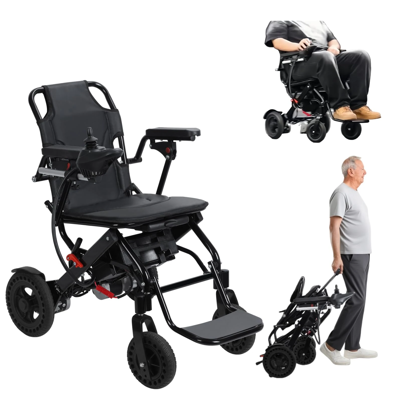 Naievear Electric Wheelchair, Lightweight Electric Wheelchairs for Adults, 500W, 22kg, with Hand Brake and Anti-Tilt Rear Design, Folding Mobility Scooter Power Chairs for Disabled