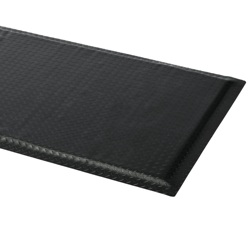 GOOFCXO 2 x 6 FT Anti Fatigue Mats Industrial 15/16 Inch Thick Soft Sponge Ergonomic Mat Durable Heavy Duty Diamond Plate for Standing Non Slip Industrial Grade Floor Mat for Leg & Back Pain(Black)