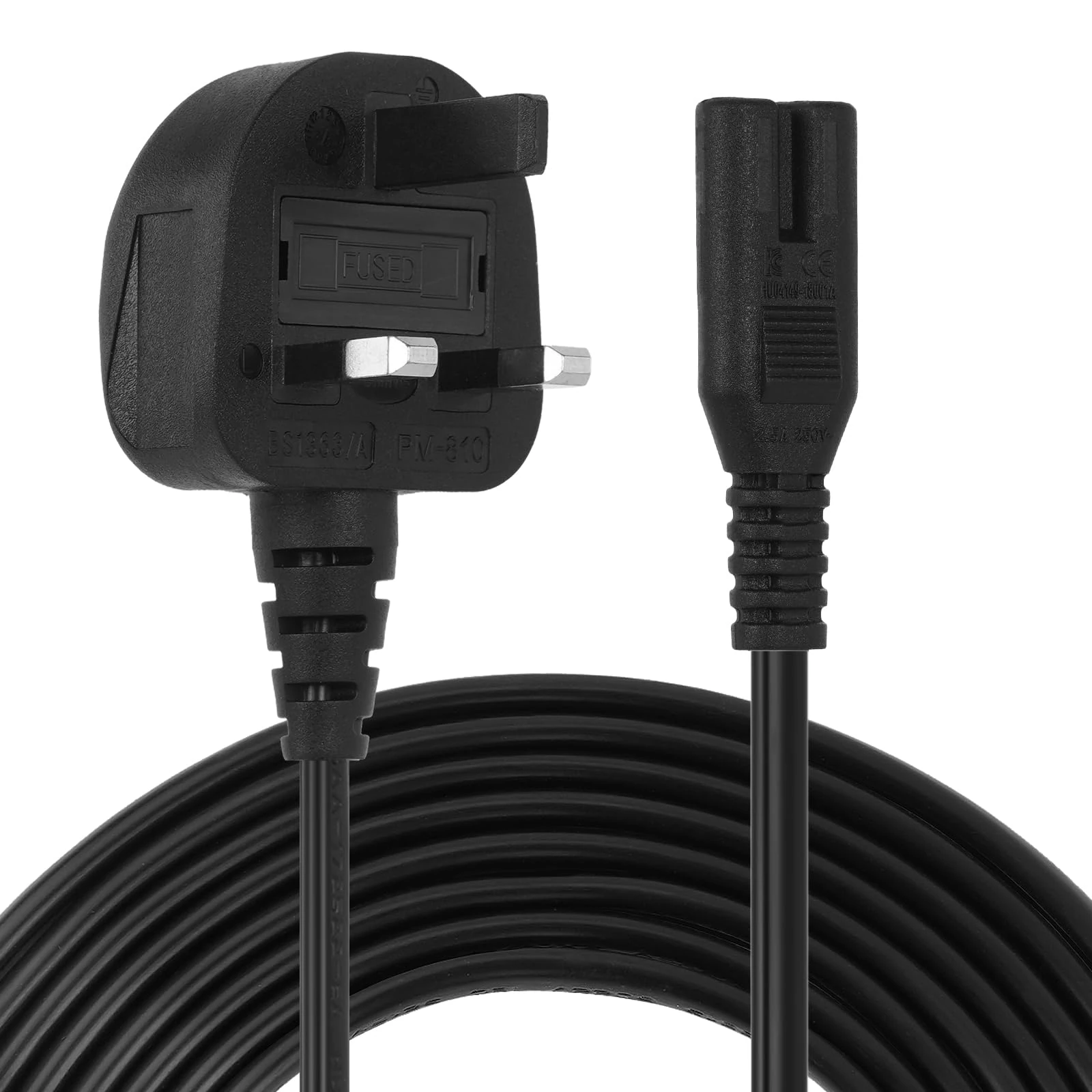 3M 2 Pin Uk Power Cable Figure 8 IEC C7 Mains Power Cord for PS4 PS5 Xbox Samsung Philips Lg Sharp Sony Flat Tv Canon Pixma Hp Brother Printer Wall Power Lead