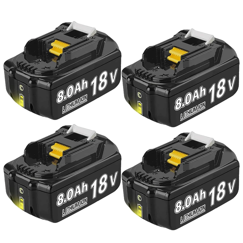 Pack of 4 8000 mAh Replacement Batteries for 18 V 8.0 Ah Li-ion BL1850 BL1850B BL1830 BL1860B BL1845 BL1835 BL1815 194205-3 LXT-400 BL1860 with LED Tool Battery