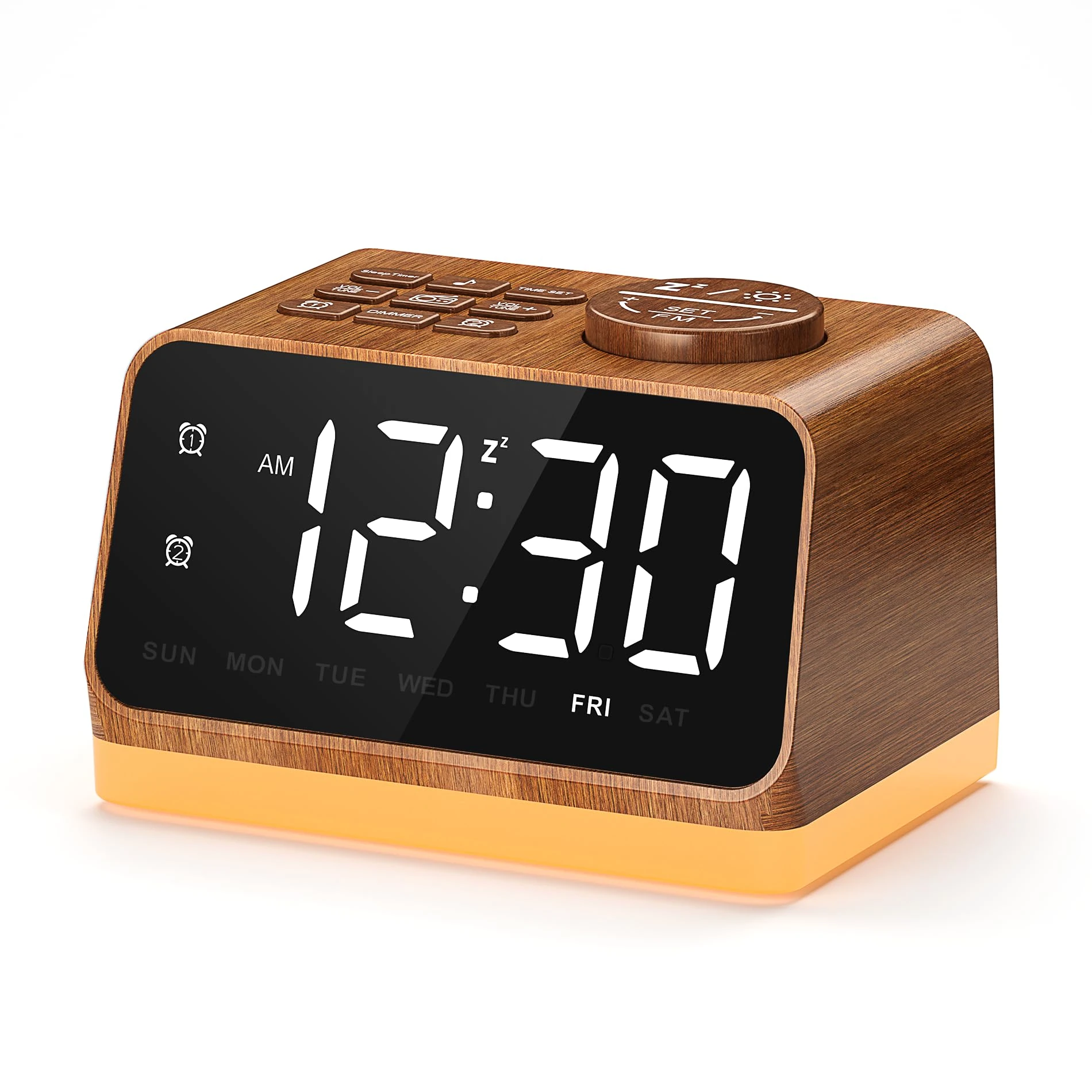 Dreamegg FM Radio Alarm Clock with Dual Alarm, White Noise Machine, 25 Soothing Sounds, Night Light, Sleep Timer, Dimmable LED Display, USB Charging Port, Alarm Clock Bedside for Adults & Seniors