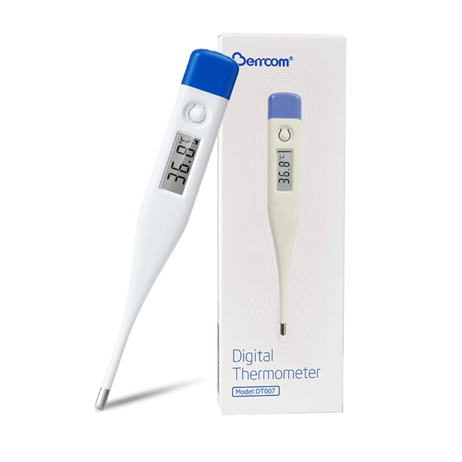 Berrcom Digital Thermometer for Adults and Babies Oral, Underarm and Rectal Medical Thermometer for Fever Kids with Fever Alarm and °C/°F Switch