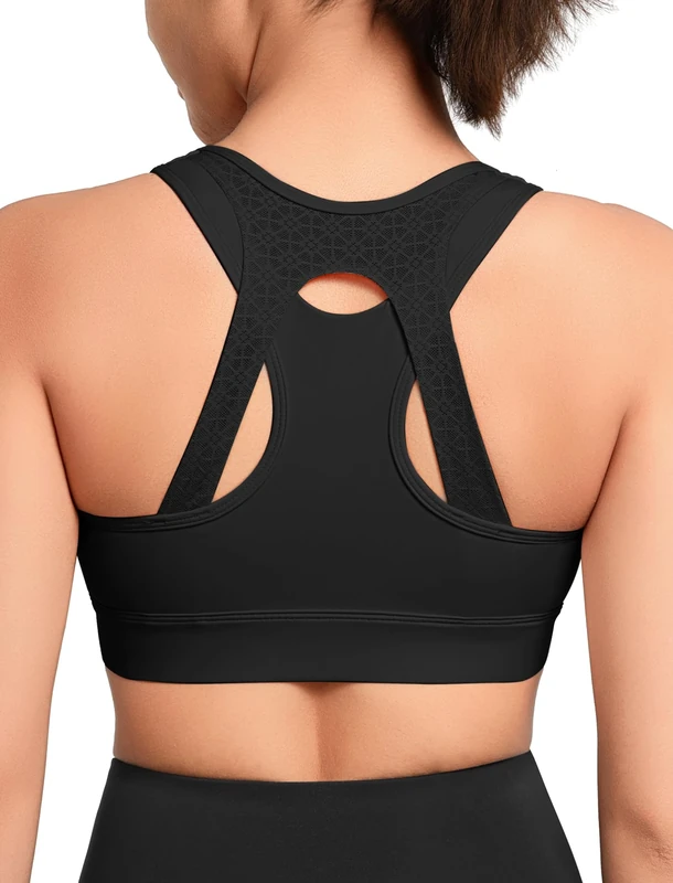 Yvette High Impact Sports Bras for Women Front Zip Supportive Running Bras for Large Bust Plus Size - Image 1