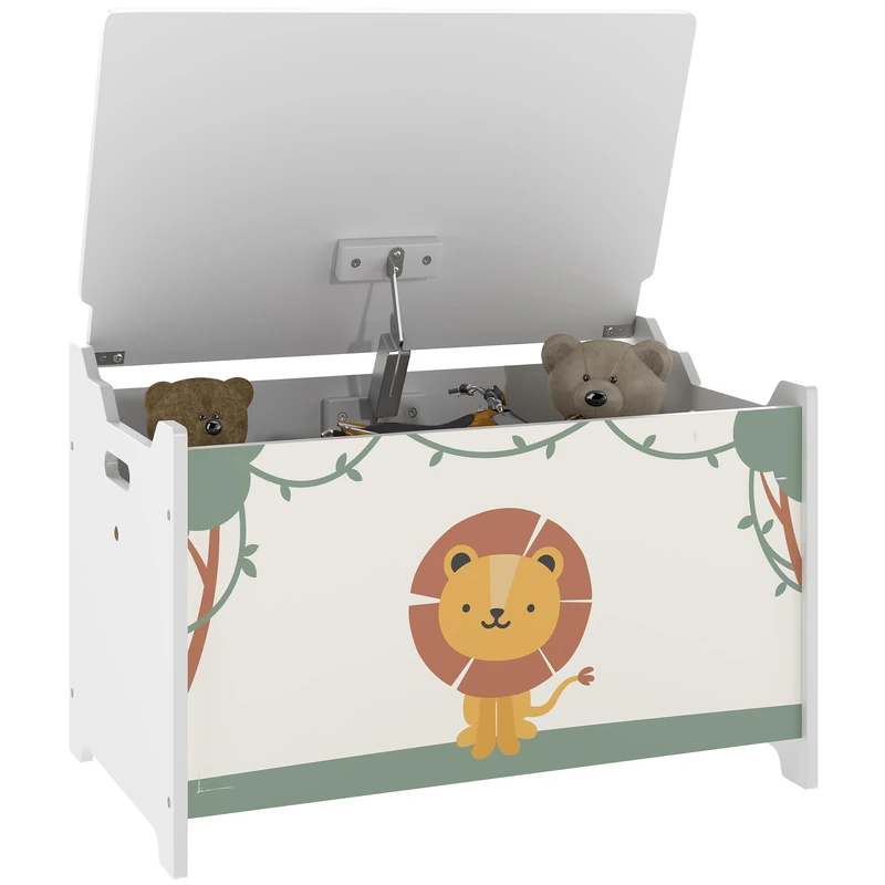 AIYAPLAY Toy Chest with Lid, Child Storage Chest with Safety Hinges, for Living Room, Playroom, Children's Room, Green