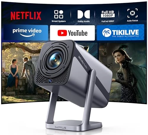 Smart Mini Projector, 4K Resolution, 600 ANSI Lumens, Auto Focus, WiFi 6, Dolby Audio, Full HD 1080P