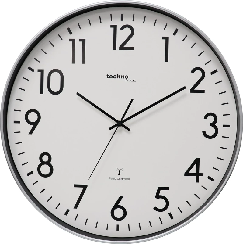 Technoline XXL Radio Wall Clock WT8998 50 cm Station Clock XXL Wall Clock Silver
