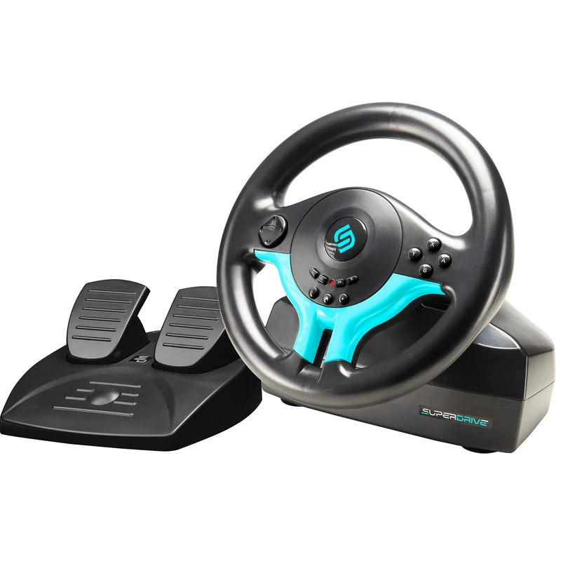 Subsonic - Superdrive SV250-S Steering Wheel - Switch 2 - Switch - Racing Wheel, 180° Rotation, with Pedals and Paddles on the Wheel - Blue Edition