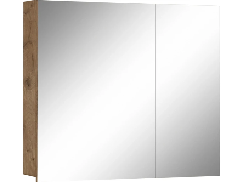 Wisla Hang Cabinet with 2 mirror doors in Viking Oak, 15x80x70cm (DxWxH) - Image 1