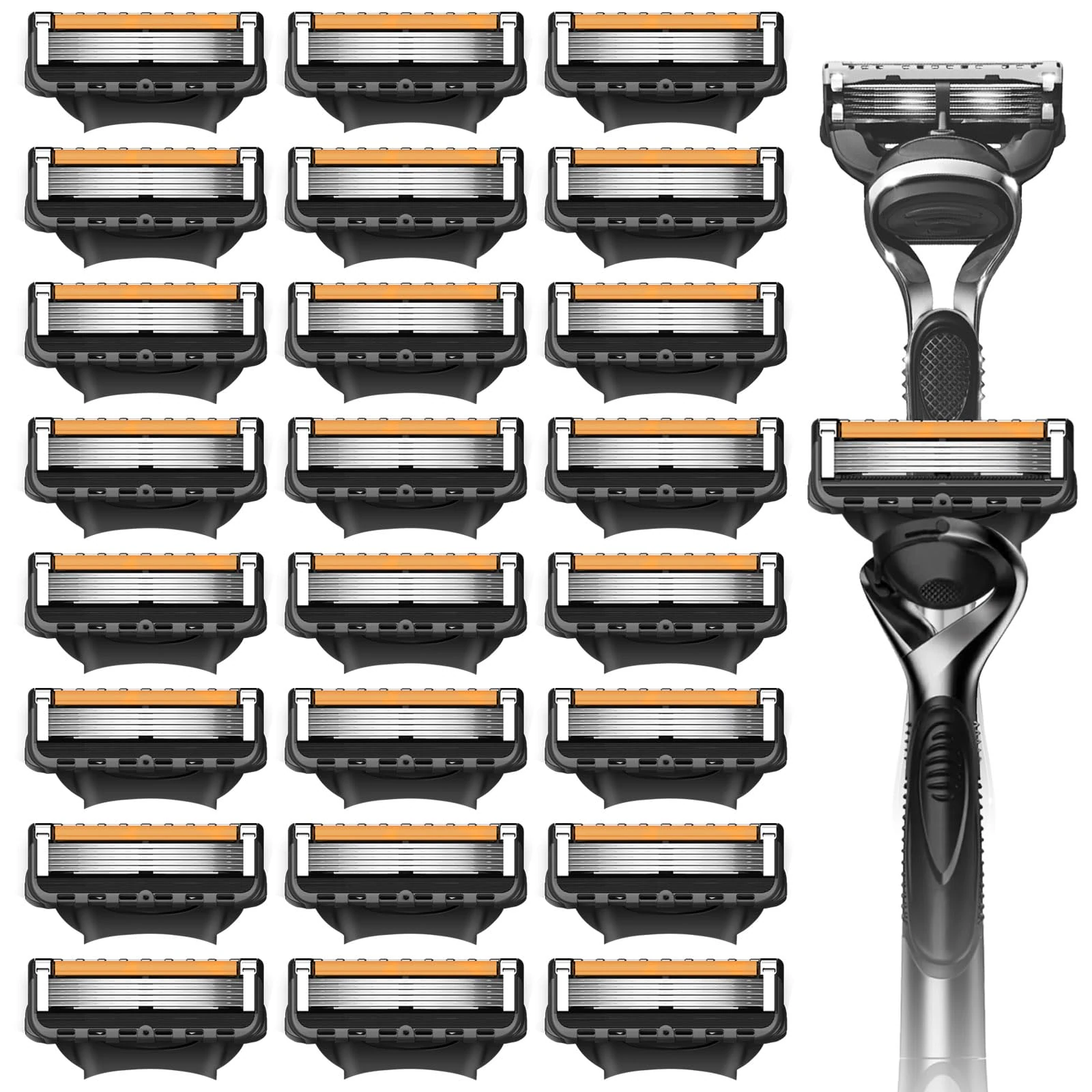 24 Pack ProGlide Razor Blades - 5-Layered Men's Manual Shaving Blade Refills for Men,Compatible with Gillette ProGlide Razors Blades Precision Elastic Sensor Replacement Razors Blades Soft Shave