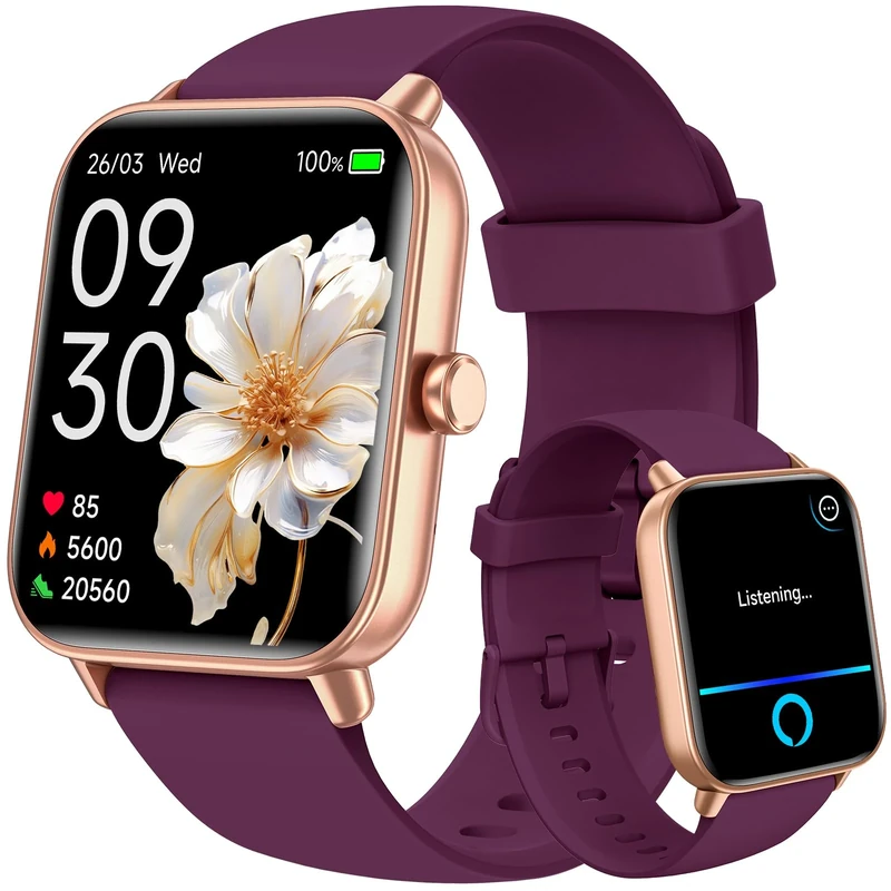 Gydom Women's Smart Watch, 1.8 Inch Women's Smart Watch with Bluetooth Calling, Dark Purple - Image 1