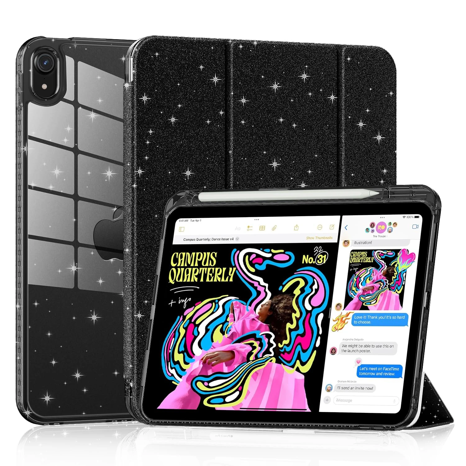 Mansiruyi Case for iPad (A16) 11th Generation 11 inch 2025/iPad 10th Generation 10.9 inch 2022, iPad 11th/10th Gen Case Ultra Slim Tri-fold Stand Hybrid Cover with Pencil Holder Auto Sleep/Wake -Black