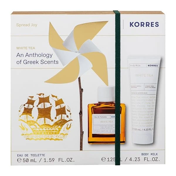 KORRES White Tea Fragrance Set for Women, Gift Set of EDT 50 ml & Body Milk 125 ml in Feminine Floral Fragrance, Value Set, Vegan