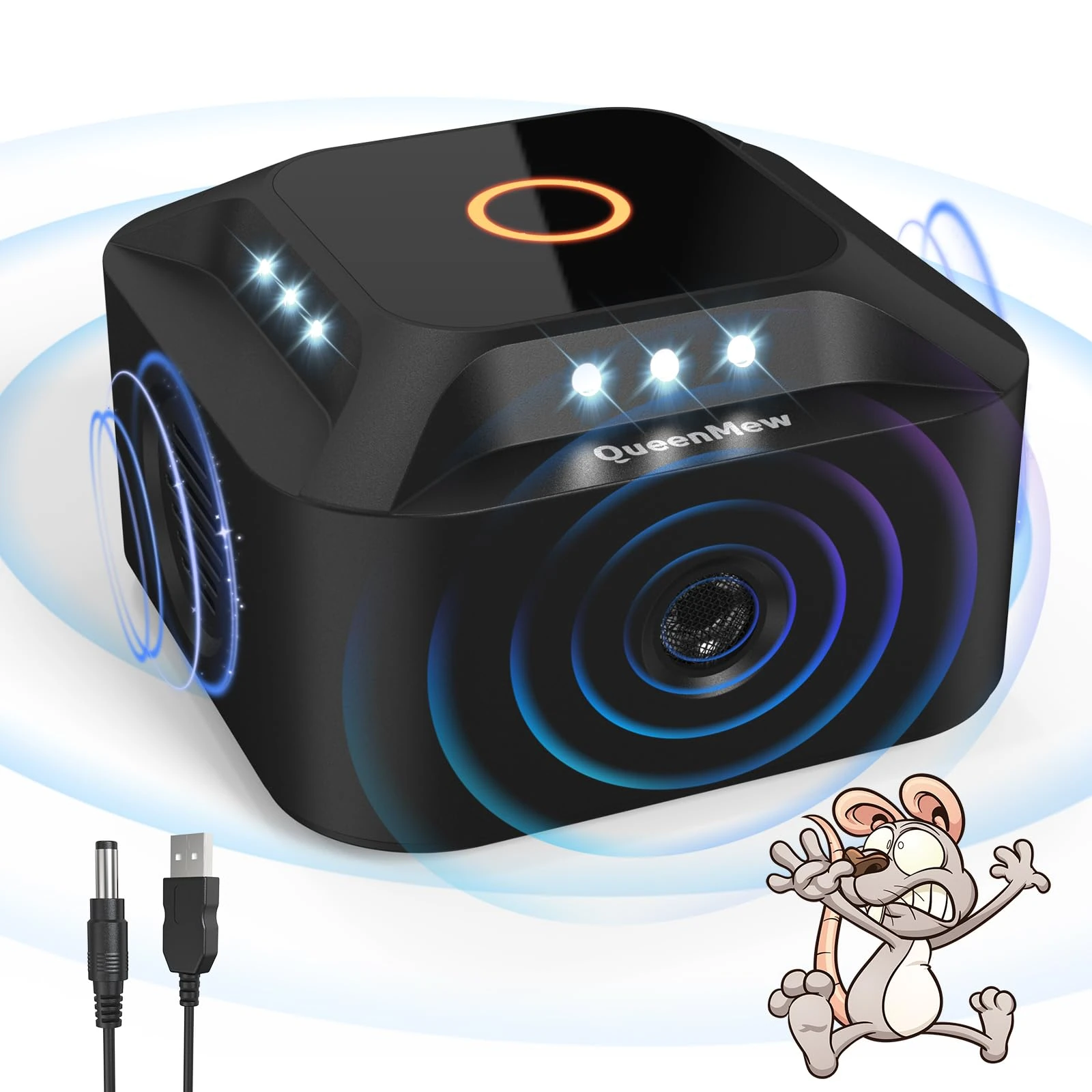 outsweat Ultrasonic Mouse Repeller 360°, 3 Working Mode Rodent Repellent Plug in with 12 Strobe Lights, 300 M² Wide Range Rodent Deterrent Indoor for Mice Rat Spider Moth Ant, Sound Frequency 18 kHz