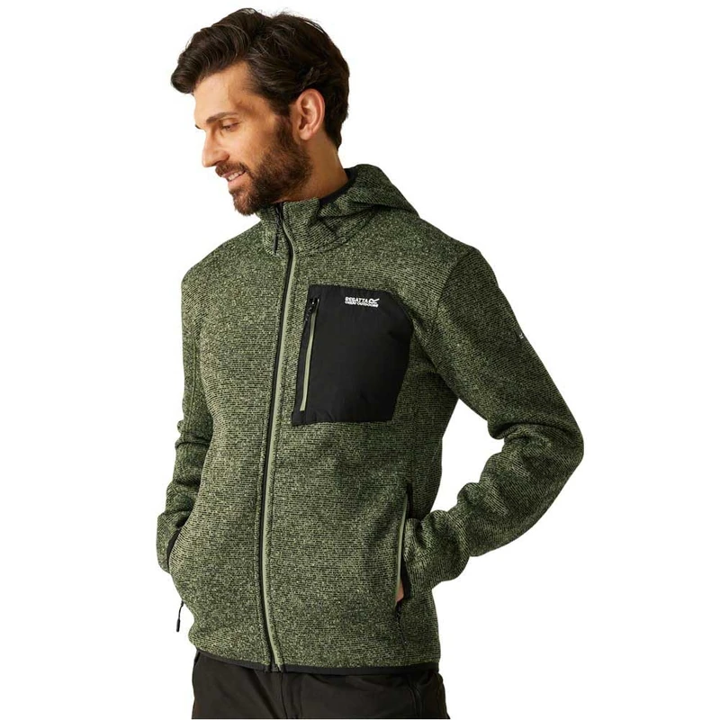 Regatta Mens Newhill Hooded Full Zip Fleece Stretch Warm Winter Layer Top