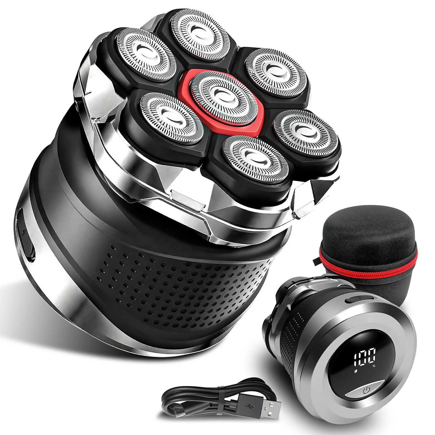 Head Shavers for Bald Men，7D Electric Bald Razor-7DWet/Dry Shaving-Professional Grooming Kit for Balder-Rechargeable Head Shavers for Scalp/Face/Beard -Close Shave