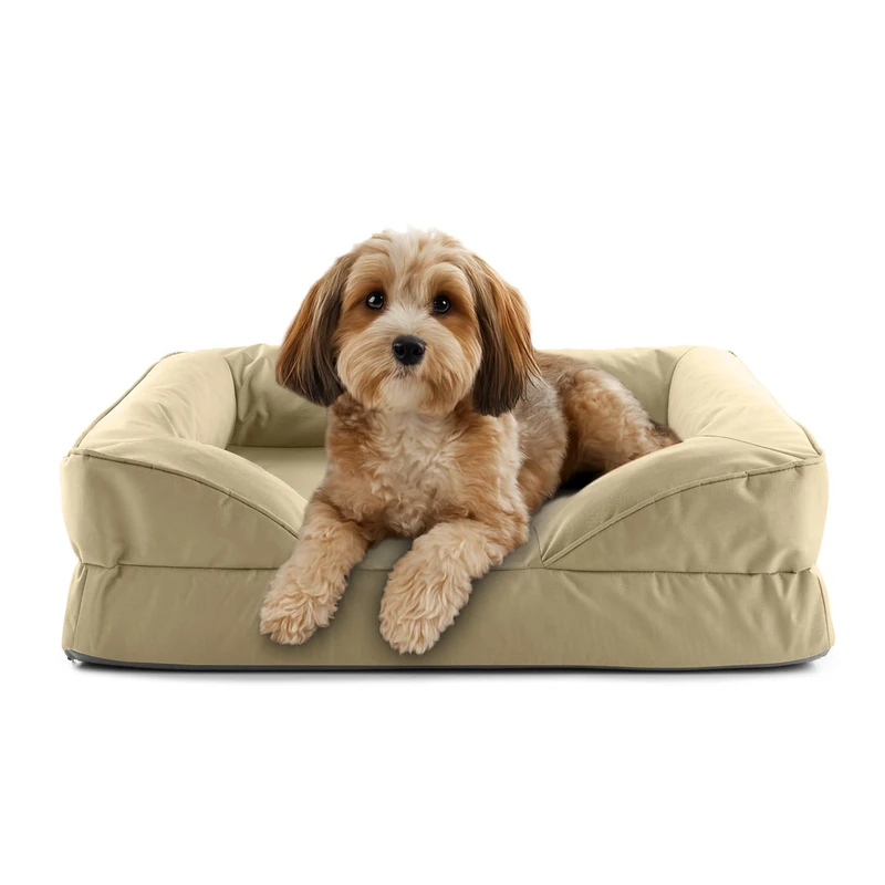 Lumaland Orthopaedic Dog Bed Outdoor & Indoor Ergonomic Dog Sofa 70 x 60 cm Ideal for Small Dogs Non-Slip Floor Filling and Cover Washable Dog Basket Waterproof