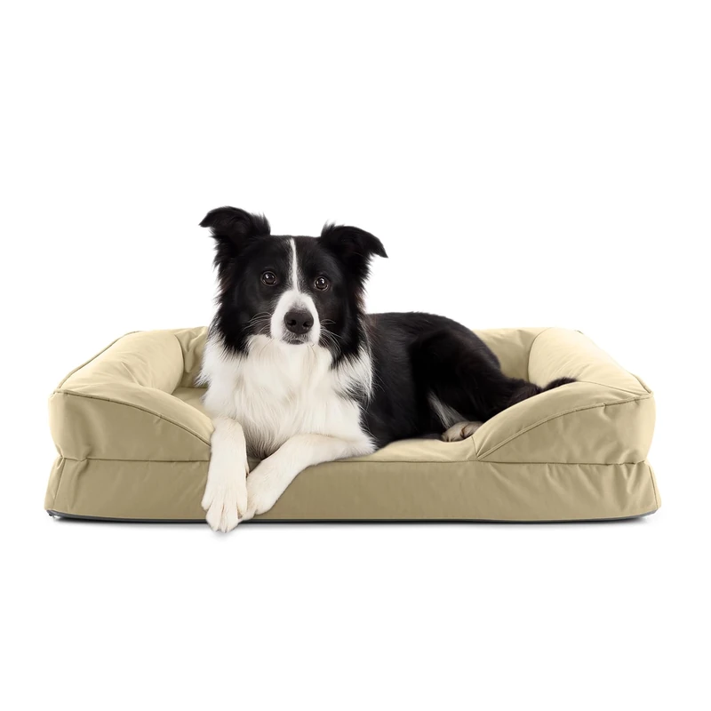 Lumaland Orthopaedic Dog Bed Outdoor & Indoor Ergonomic Dog Sofa 90 x 65 cm Ideal for Medium Dogs Non-Slip Floor Filling and Cover Washable Dog Basket Waterproof
