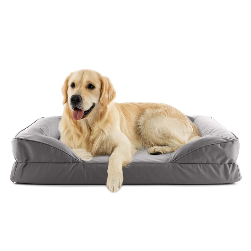 Lumaland Orthopaedic Dog Bed Outdoor & Indoor Ergonomic Dog Sofa 110 x 75 cm Ideal for Large Dogs Non-Slip Floor Filling and Cover Washable Dog Basket Waterproof - Image 1