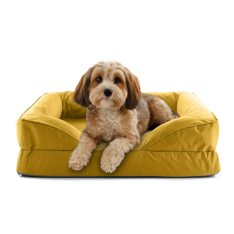 Lumaland Orthopaedic Dog Bed Outdoor & Indoor Ergonomic Dog Sofa 70 x 60 cm Ideal for Small Dogs Non-Slip Floor Filling and Cover Washable Dog Basket Waterproof