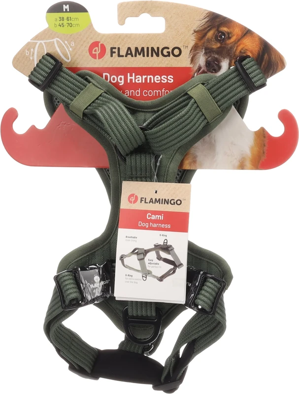 Dog Harness Cami Green M 38-61cm 45-70cm 25mm