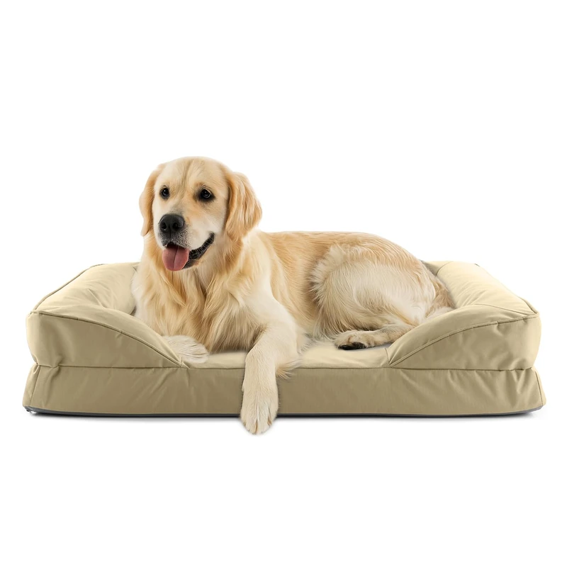 Lumaland Orthopaedic Dog Bed Outdoor & Indoor Ergonomic Dog Sofa 110 x 75 cm Ideal for Large Dogs Non-Slip Floor Filling and Cover Washable Dog Basket Waterproof