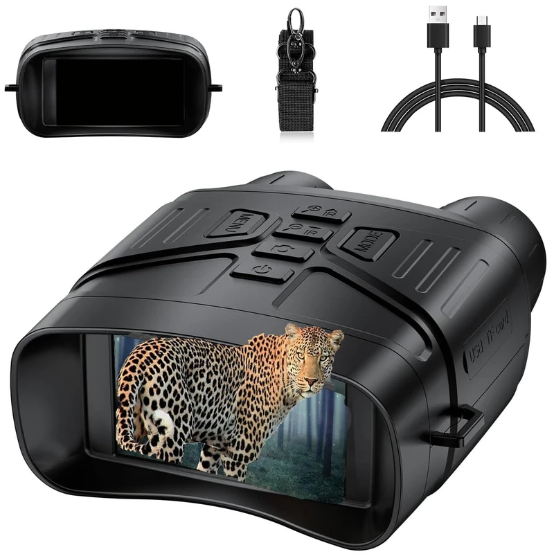 Night Vision Goggles for Hunting, Stargazing, Traveling and Hiking with Type-C Cable, 4K Infrared Night Vision Scope Military, Anti-Shake Motion Detection