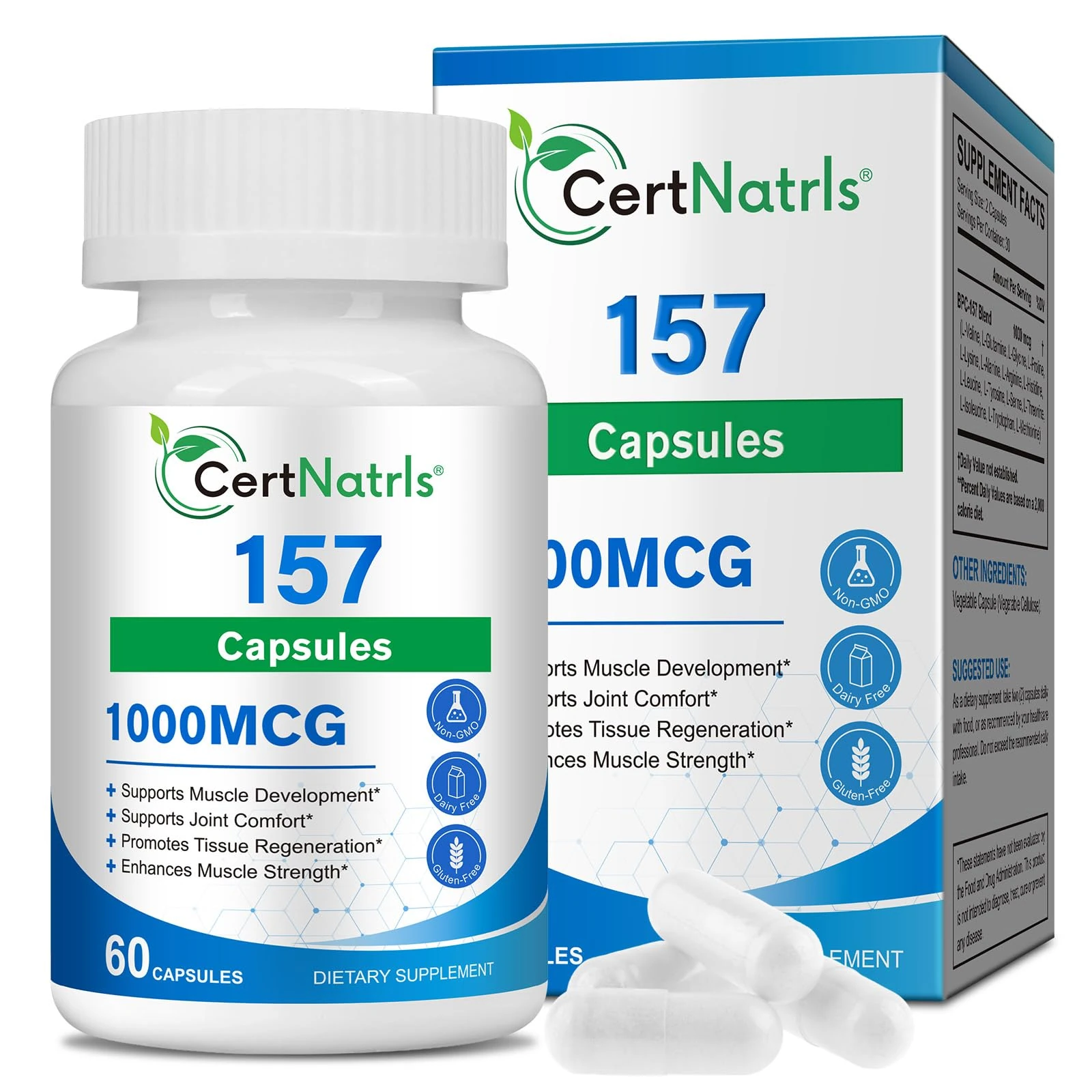 BPC-157 Peptide Capsules, BPC 157 Capsules, New Protective Compound 157 Capsules 1000 mg, Non-GMO, Gluten-Free,60 Capsules