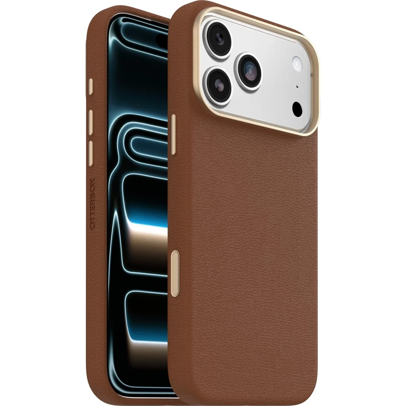 OtterBox Symmetry Series Cactus Leather MagSafe Case for iPhone 17 Pro Max, Shockproof, Drop proof, Protective Thin Case, 3x Tested to Military Standard, Brown