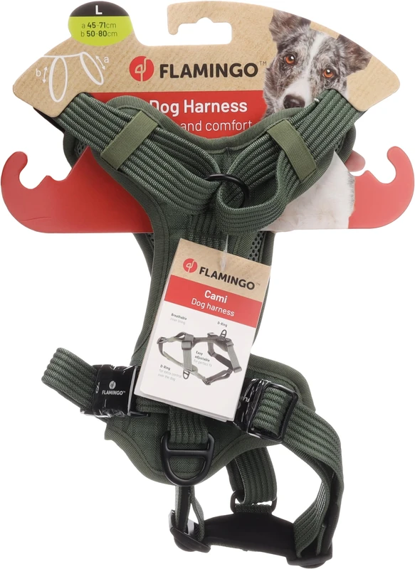 Dog Harness Cami Green L 45-71cm 50-80cm 25mm