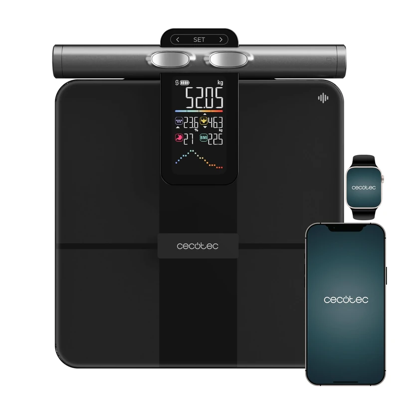 Cecotec Smart Bathroom Scale with Surface Precision HealthySmart Pro App BIA Technology, 25 Parameters, LCD Screen, 8 High Precision Sensors, 30 x 30 cm, Maximum Capacity 180 kg