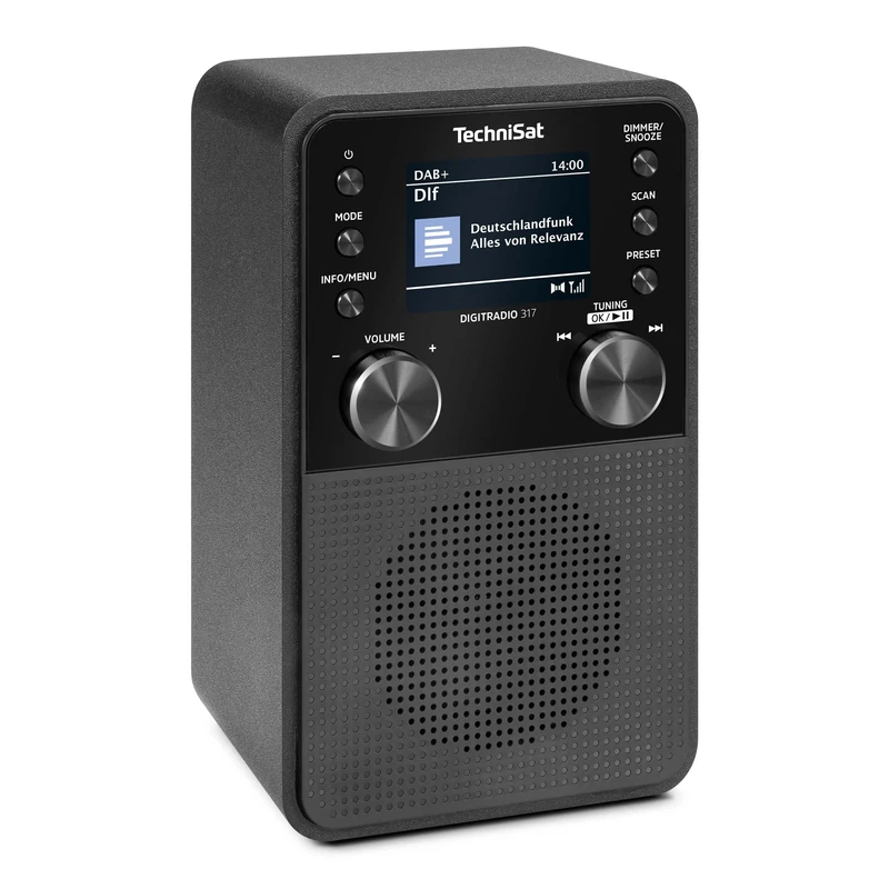 TechniSat DIGITRADIO 317 – Vertical DAB+ FM radio with Bluetooth audio streaming, radio alarm clock, sleep timer, 2.4-inch colour display, 3 watts, black